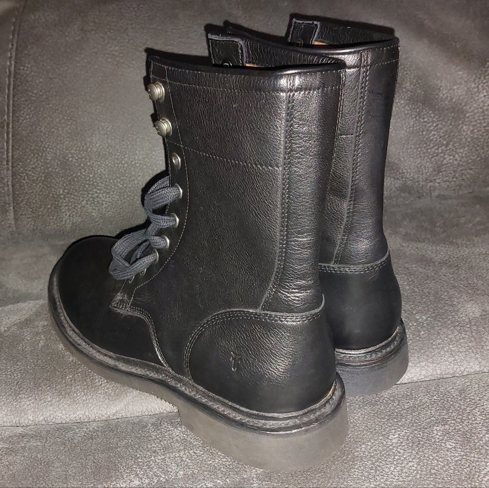 Frye Veronica Combat Logger Black  Leather Boots - Picture 4 of 10
